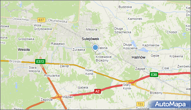 mapa Królewskie Brzeziny, Królewskie Brzeziny na mapie Targeo